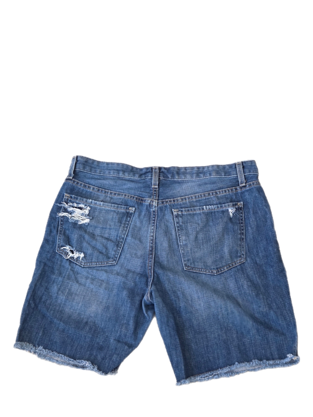 Mossimo Boyfriend Distressed Medium Blue Denim Shorts with Branded Button - Picture 3 of 3